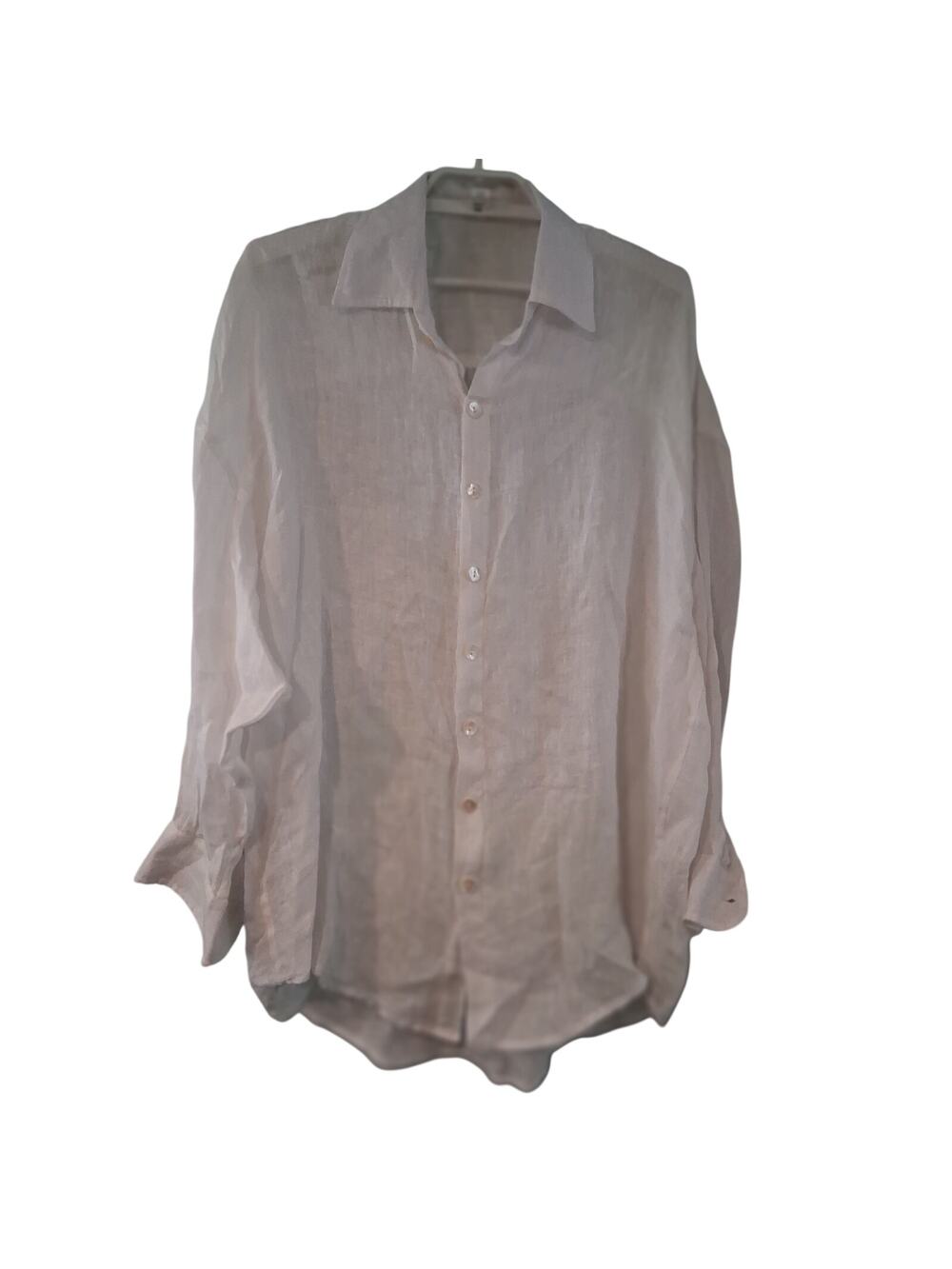 Vitamin A tunic top womens Medium linen white oversized button up cover up